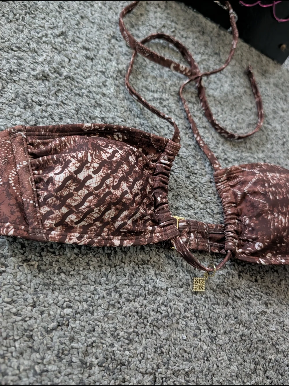 Nwt No Boundaries Brown Snakeskin Bikini Top Xxs
